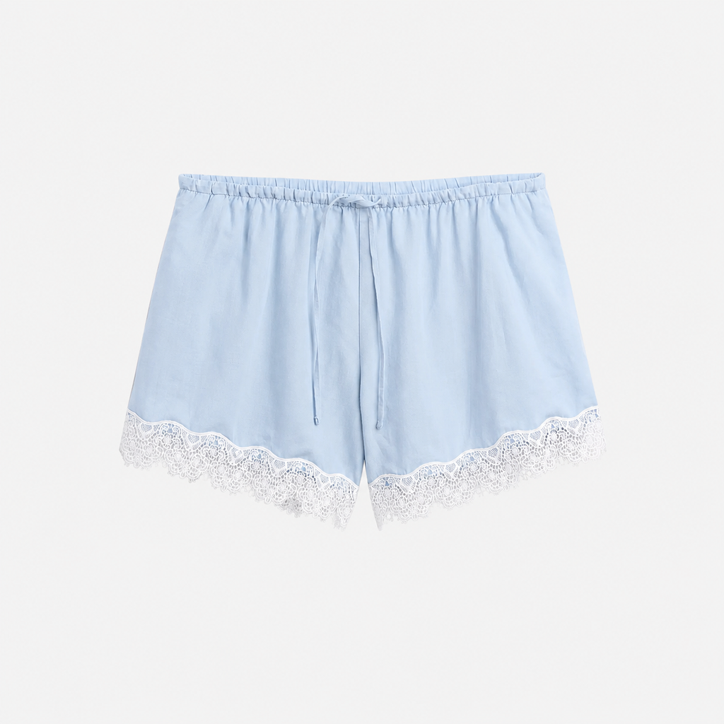 Lněné boxer shorts s krajkou
